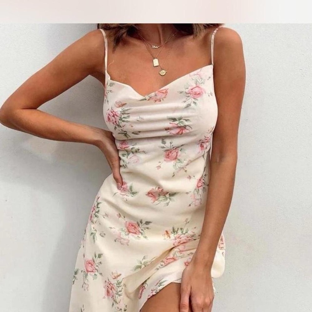 Floral Print Cream Dress